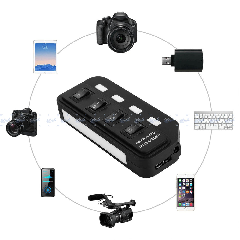 2B US318 USB 3.0 HUB 4 Ports + 4 Switches