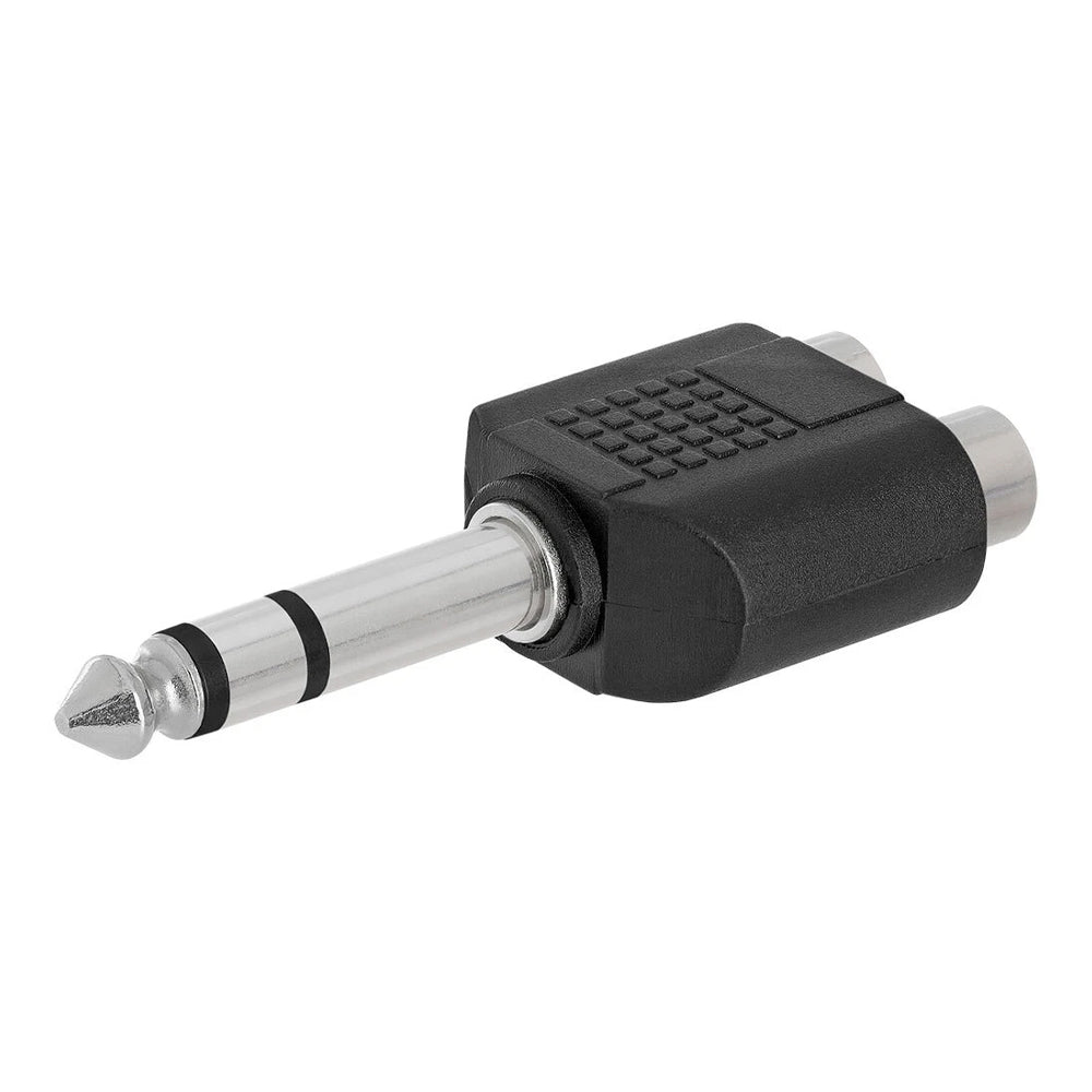محول صوت 2x RCA أنثى إلى 6.35 ملم