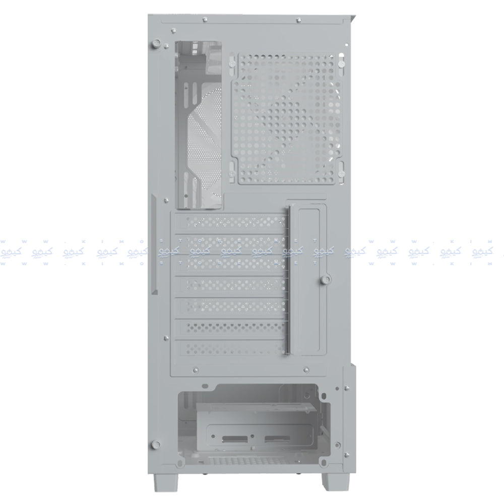 AeroCool B508A Flow ARGB Gaming Mid Tower Case + Lux 80 Plus Bronze Power Supply 650W - White