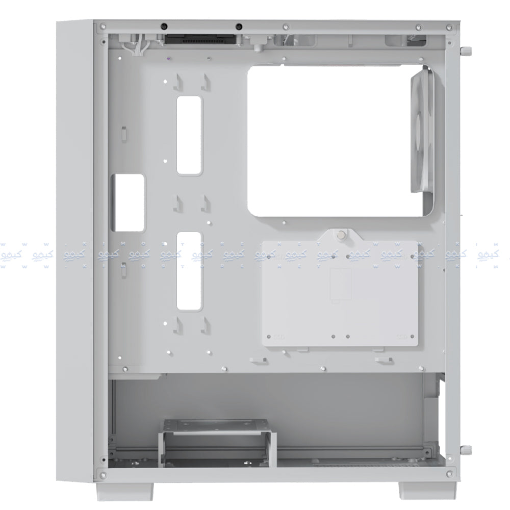 AeroCool B508A Flow ARGB Gaming Mid Tower Case + Lux 80 Plus Bronze Power Supply 650W - White