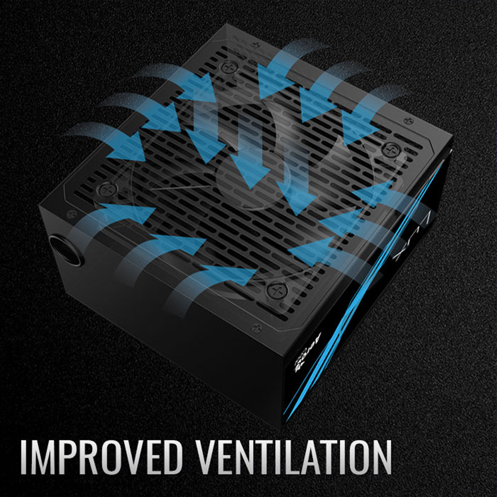 AeroCool B508A Flow ARGB Gaming Mid Tower Case + Lux 80 Plus Bronze Power Supply 650W - White