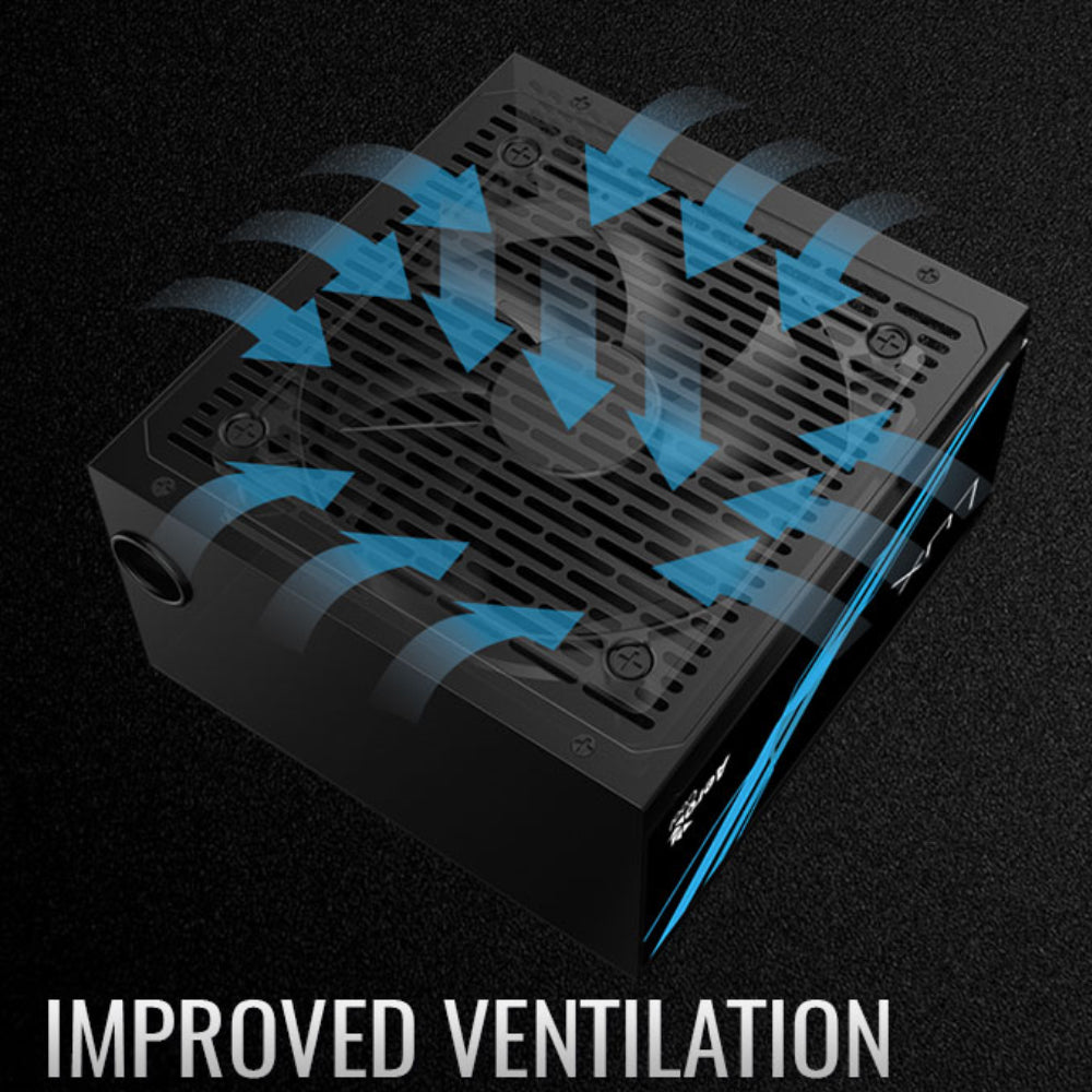 AeroCool B508A Flow ARGB Gaming Mid Tower Case + Lux 80 Plus Bronze Power Supply 650W - White