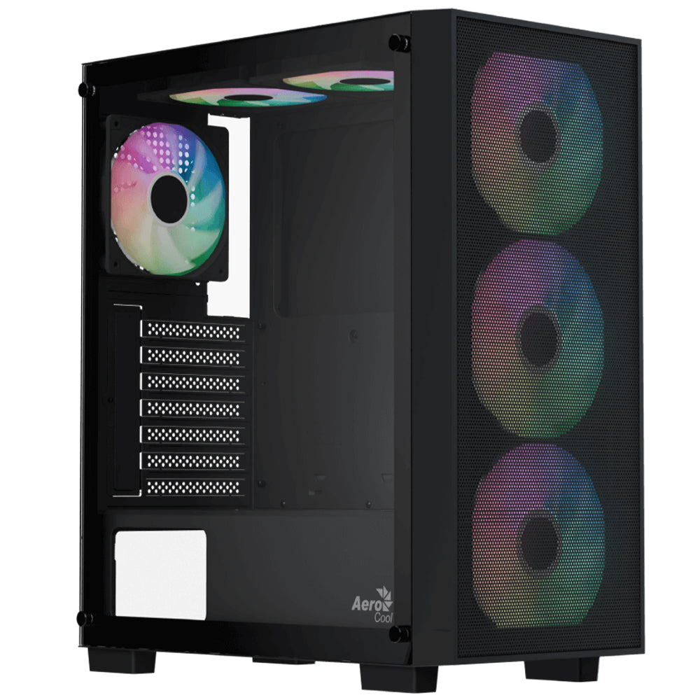 AeroCool B509A Flow ARGB Gaming Mid Tower Case + Lux 80 Plus Bronze Power Supply 650W - Black