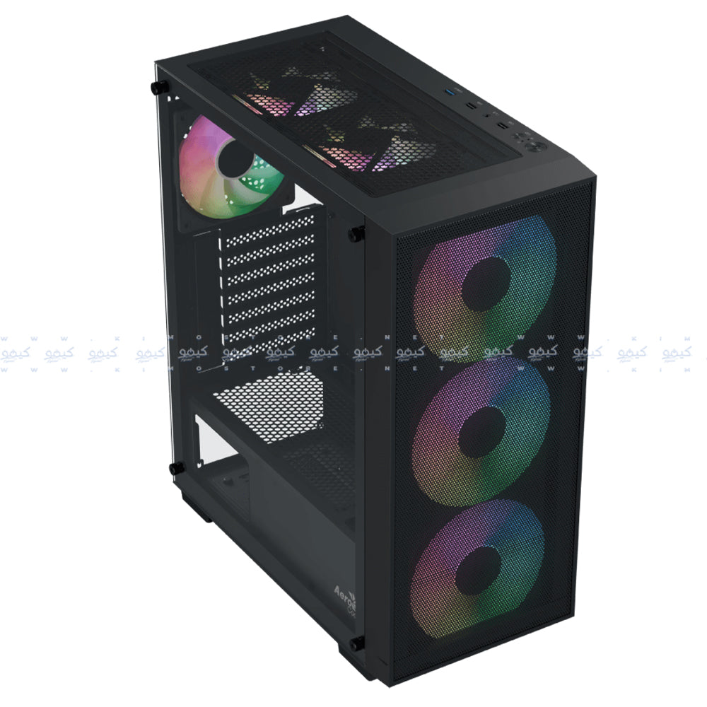 AeroCool B509A Flow ARGB Gaming Mid Tower Case + Lux 80 Plus Bronze Power Supply 650W - Black