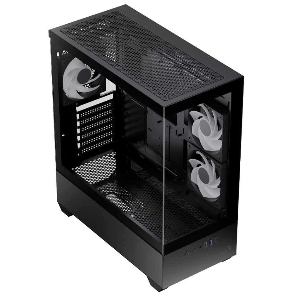AeroCool P500D ARGB Gaming Mid Tower Case + Lux 80 Plus Bronze Power Supply 650W - Black