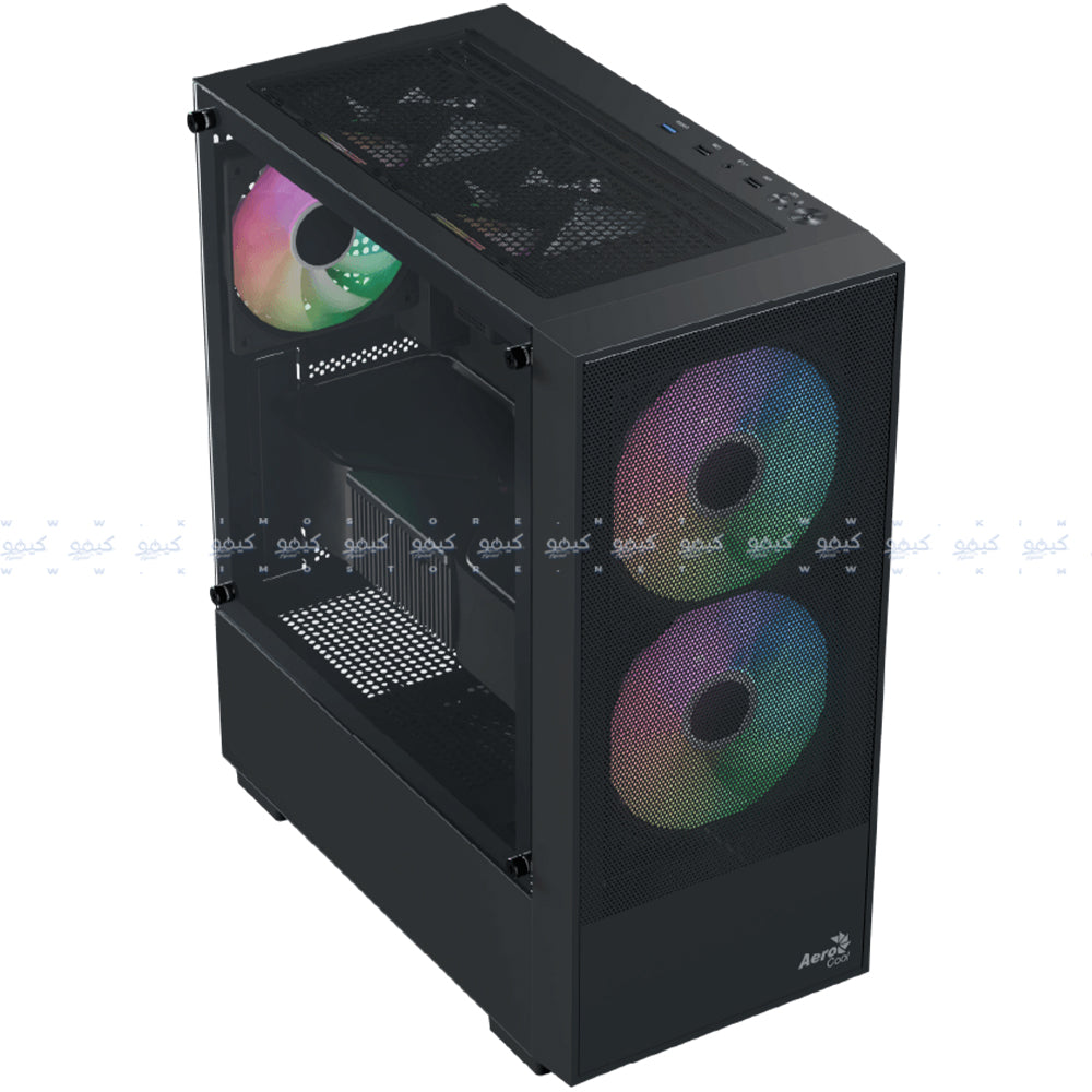 AeroCool B508A Flow ARGB Gaming Mid Tower Case + Lux 80 Plus Bronze Power Supply 550W - Black