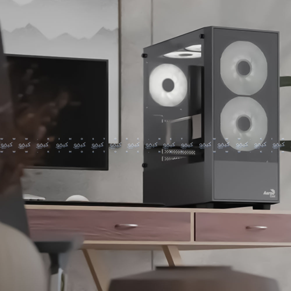 AeroCool B508A Flow ARGB Gaming Mid Tower Case + Lux 80 Plus Bronze Power Supply 550W - Black