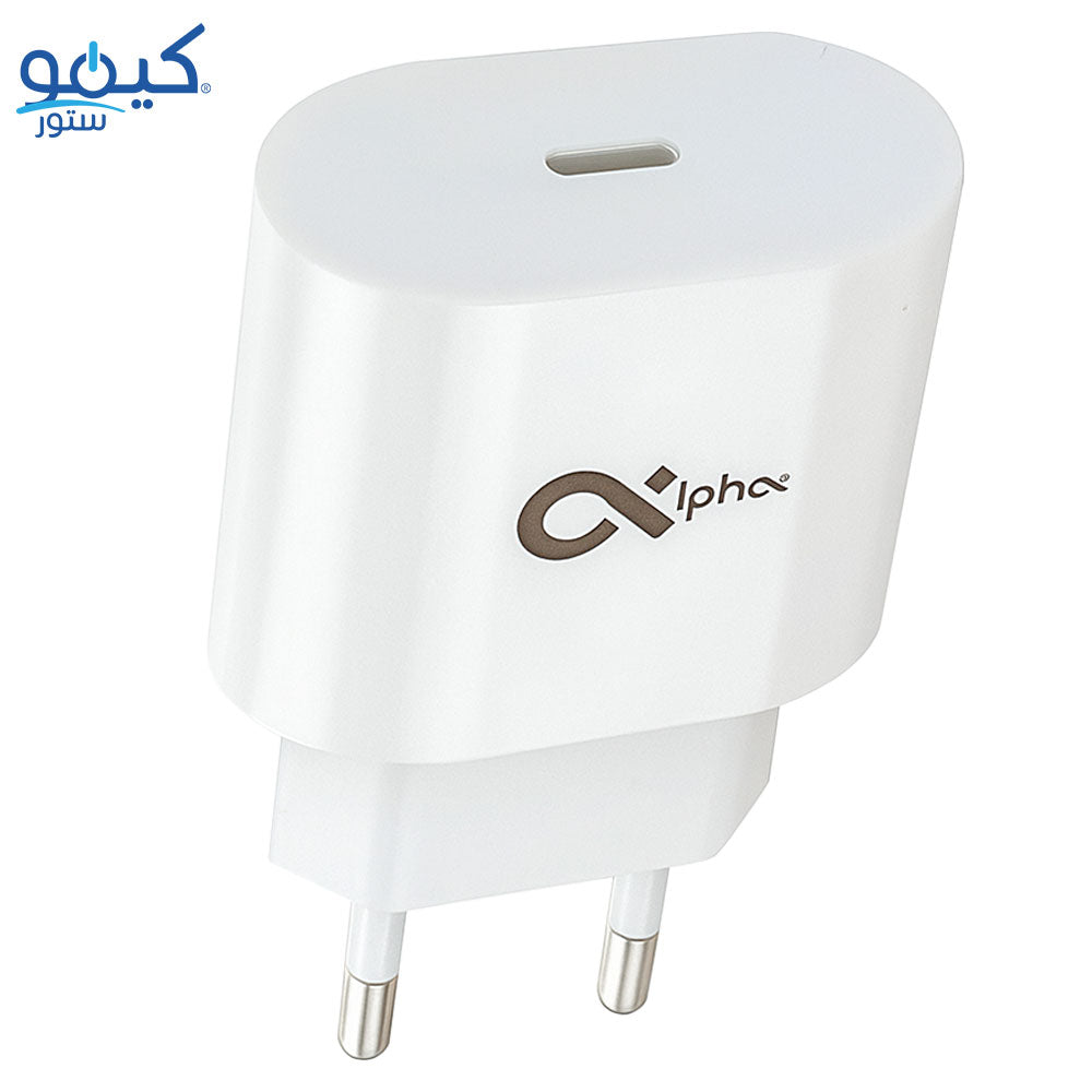 Alpha P20 Wall Charger Type-C + Type-C To Lightning Cable 20W Fast Charging - White