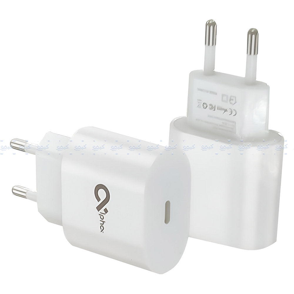 Alpha P20 Wall Charger Type-C + Type-C Cable 20W Fast Charging - White