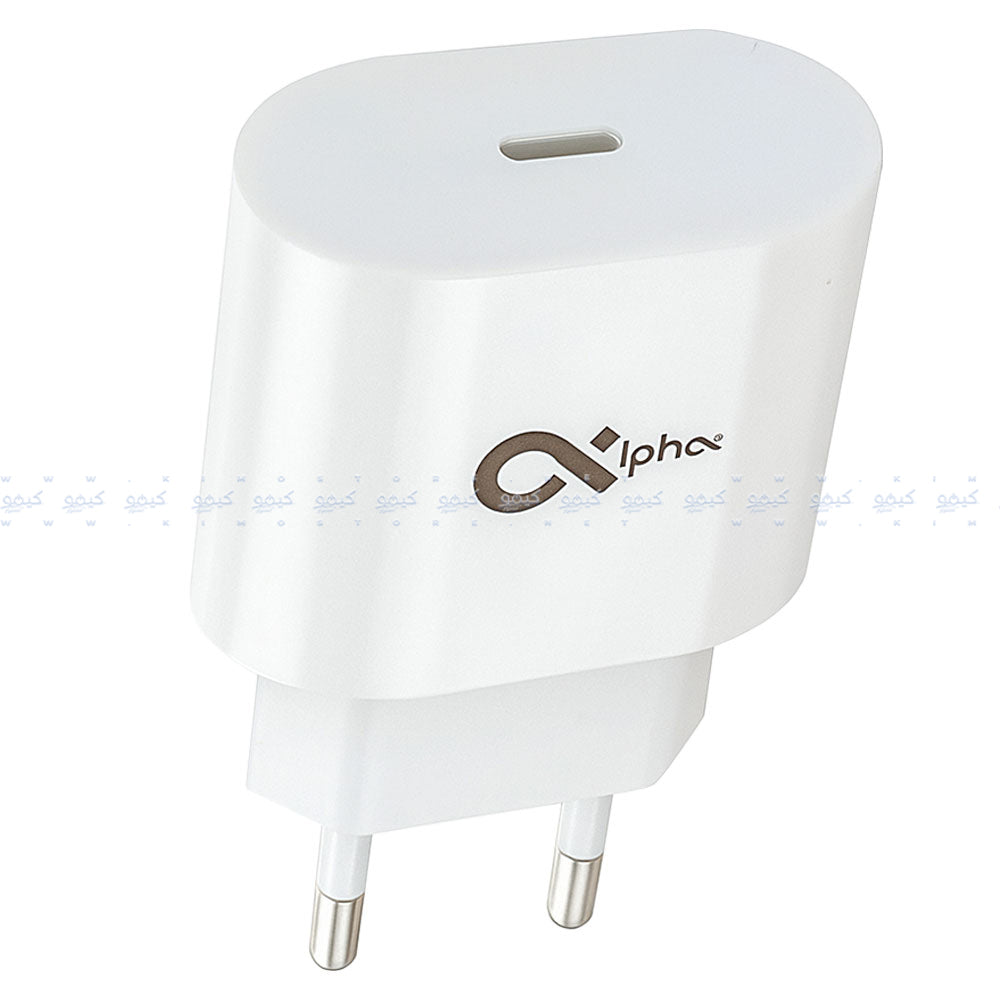 Alpha P20 Wall Charger Type-C + Type-C To Lightning Cable 20W Fast Charging - White