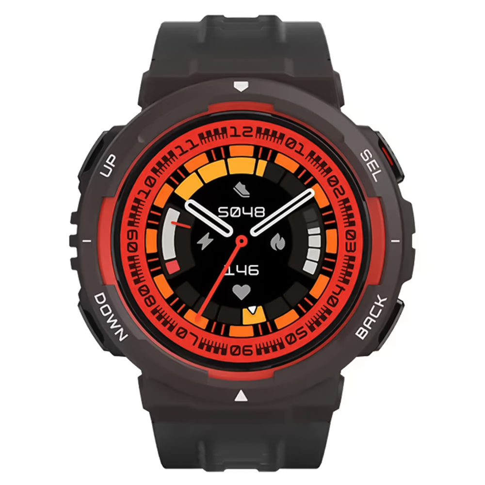 Amazfit Active Edge Smart Watch (46mm - GPS) Plastic Case With Lava Black TPU strap