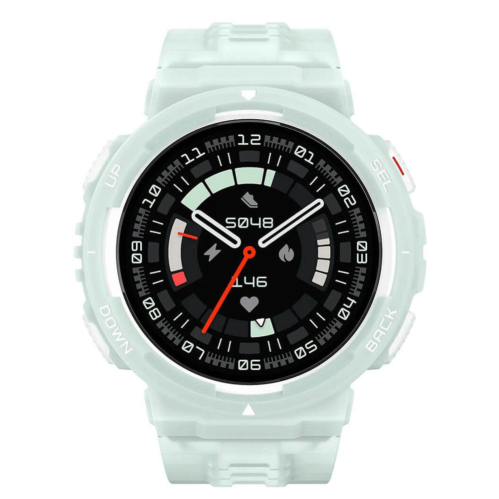 ساعة سمارت أمازفيت Active Edge تدعم (43 ملم - GPS) هيكل بلاستيك مع سوار TPU أخضر فاتح