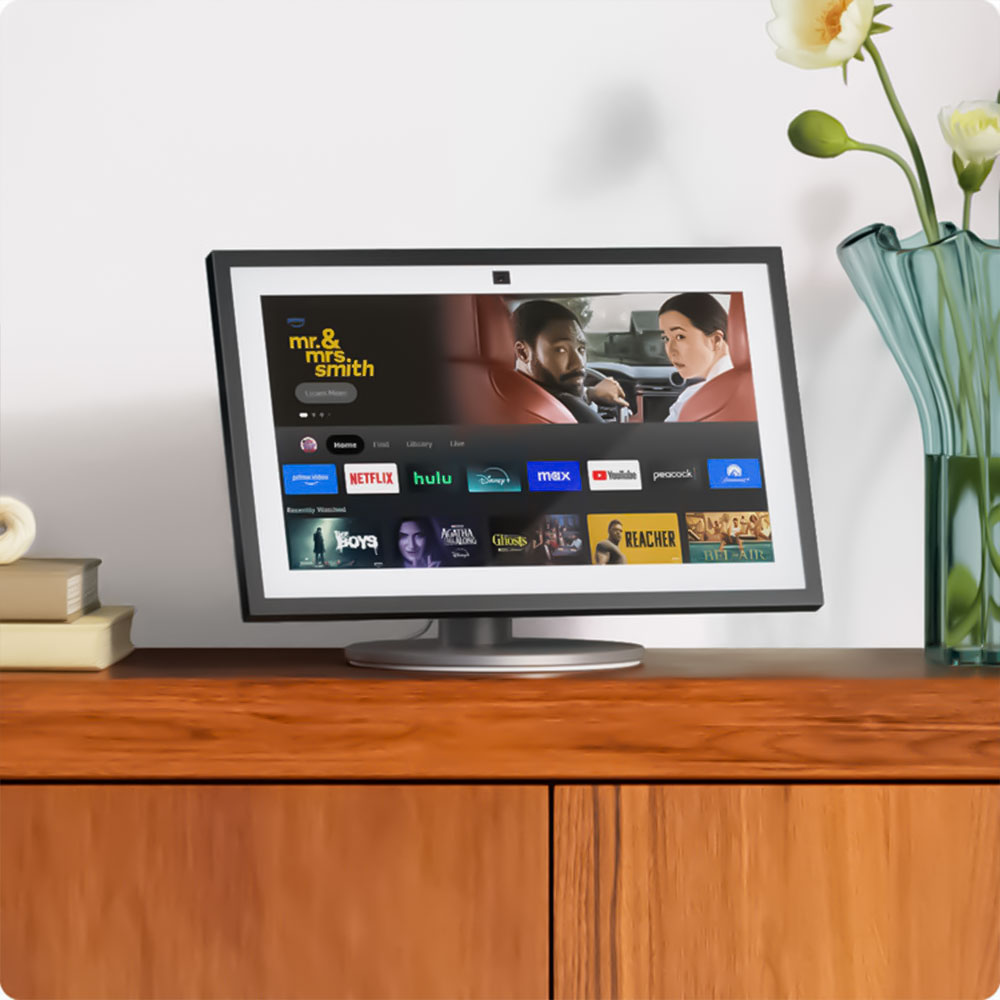 شاشة سمارت اليكسا أمازون 15.6 بوصة FHD إيكو شو 15 الجيل الثاني مع Fire TV ريموت