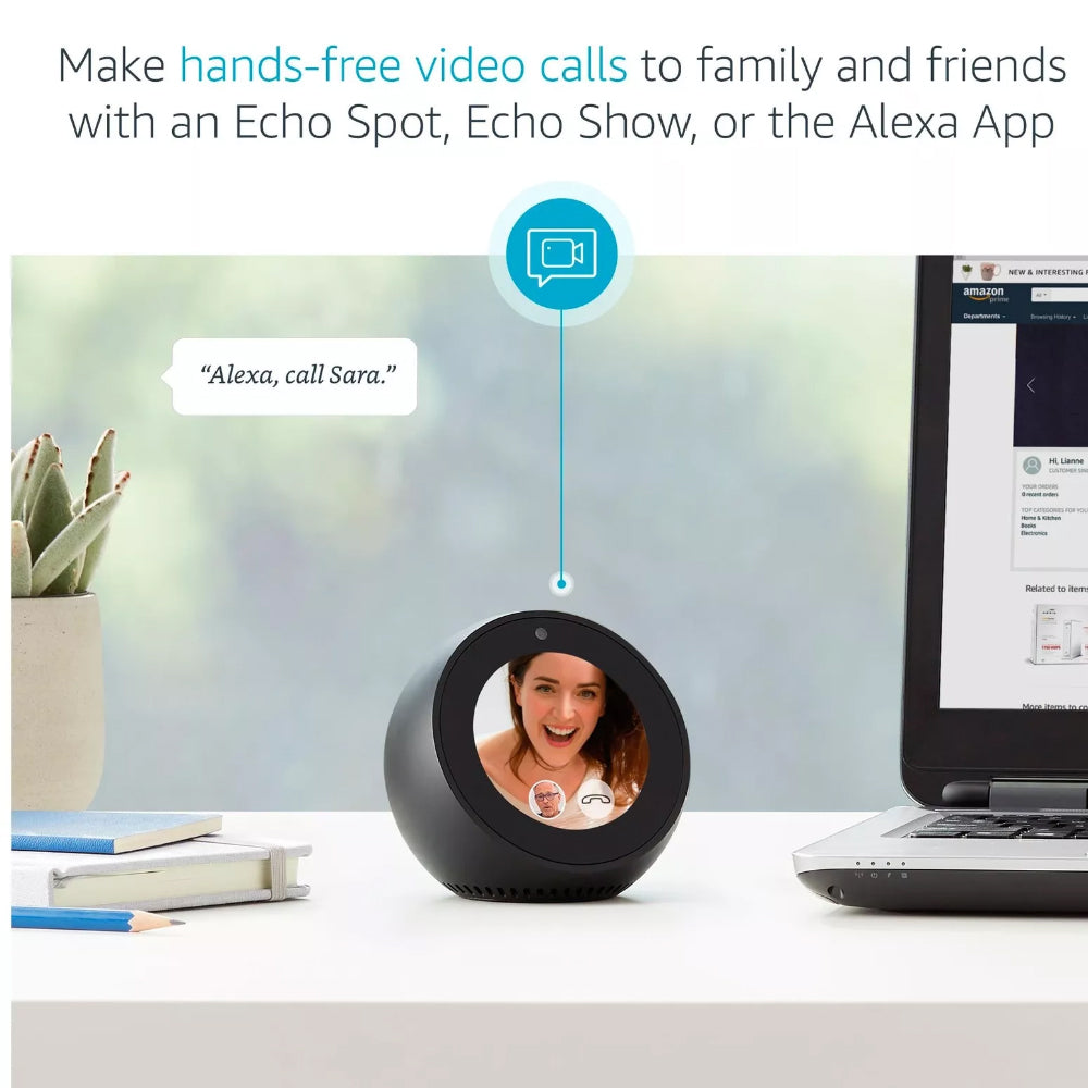 Amazon Echo Spot (2017) Smart Speaker With Alexa - Black