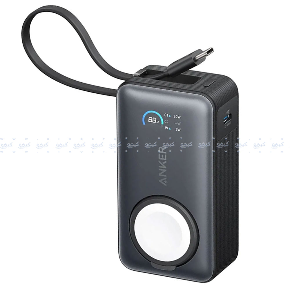 Anker 10K A1657H11 MagGo Magnetic Wireless Power Bank Type-C 35W Fast Charging 10000mAh Built in Type-C Cable With Watch Charger - Black