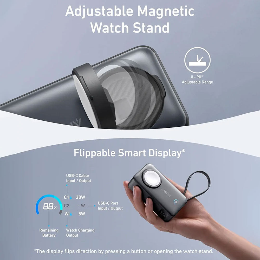 Anker 10K A1657H11 MagGo Magnetic Wireless Power Bank Type-C 35W Fast Charging 10000mAh Built in Type-C Cable