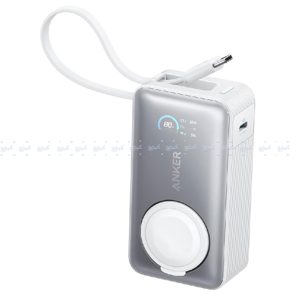 Anker 10K A1657H21 MagGo Magnetic Wireless Power Bank Type-C 35W Fast Charging 10000mAh Built in Type-C Cable With Watch Charger - White