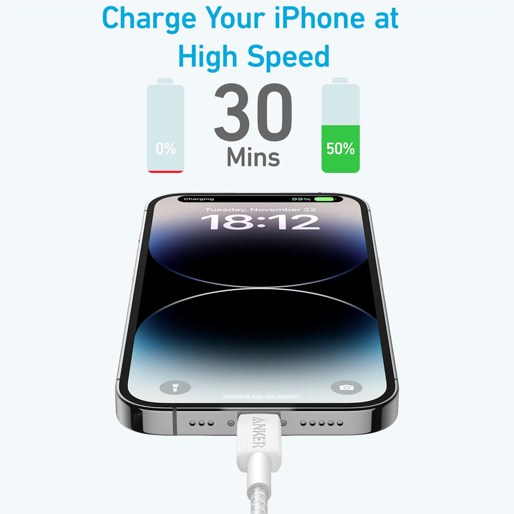 Anker 322 A81B5H21 Type-C To Lightning Cable Fast Charging 0.9m - White