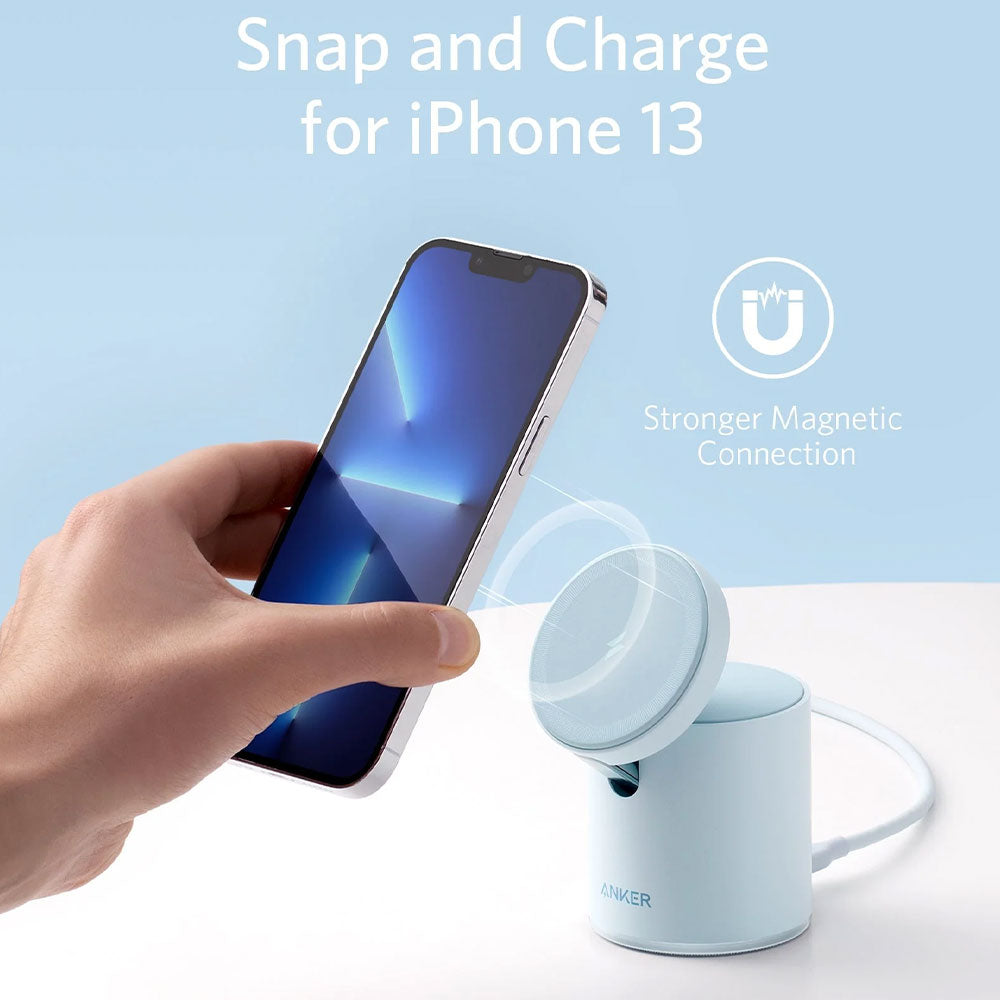 شاحن مغناطيسي لاسلكي انكر 2في1 7.5 وات 623 B2568231 MagGo - أزرق