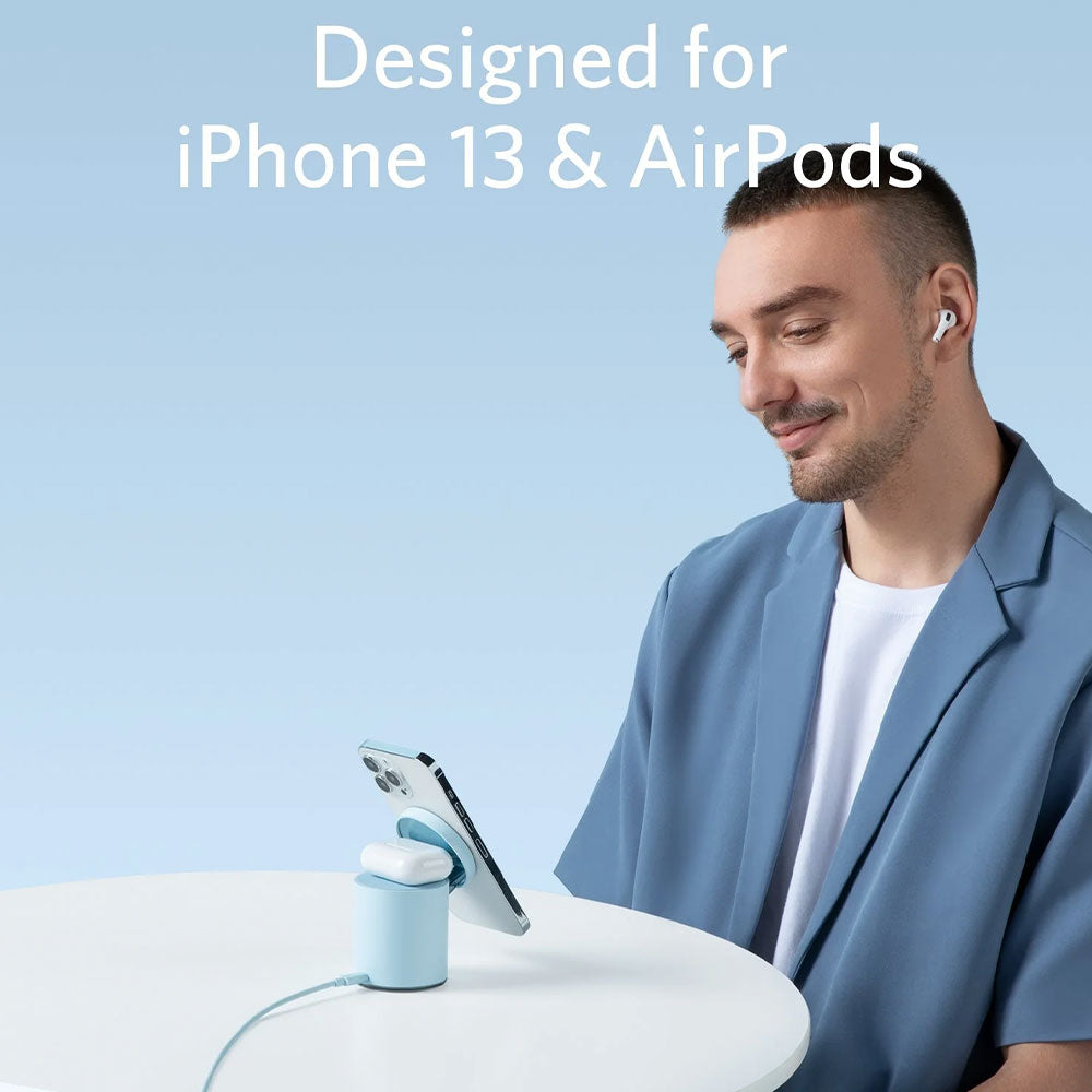 شاحن مغناطيسي لاسلكي انكر 2في1 7.5 وات 623 B2568231 MagGo - أزرق