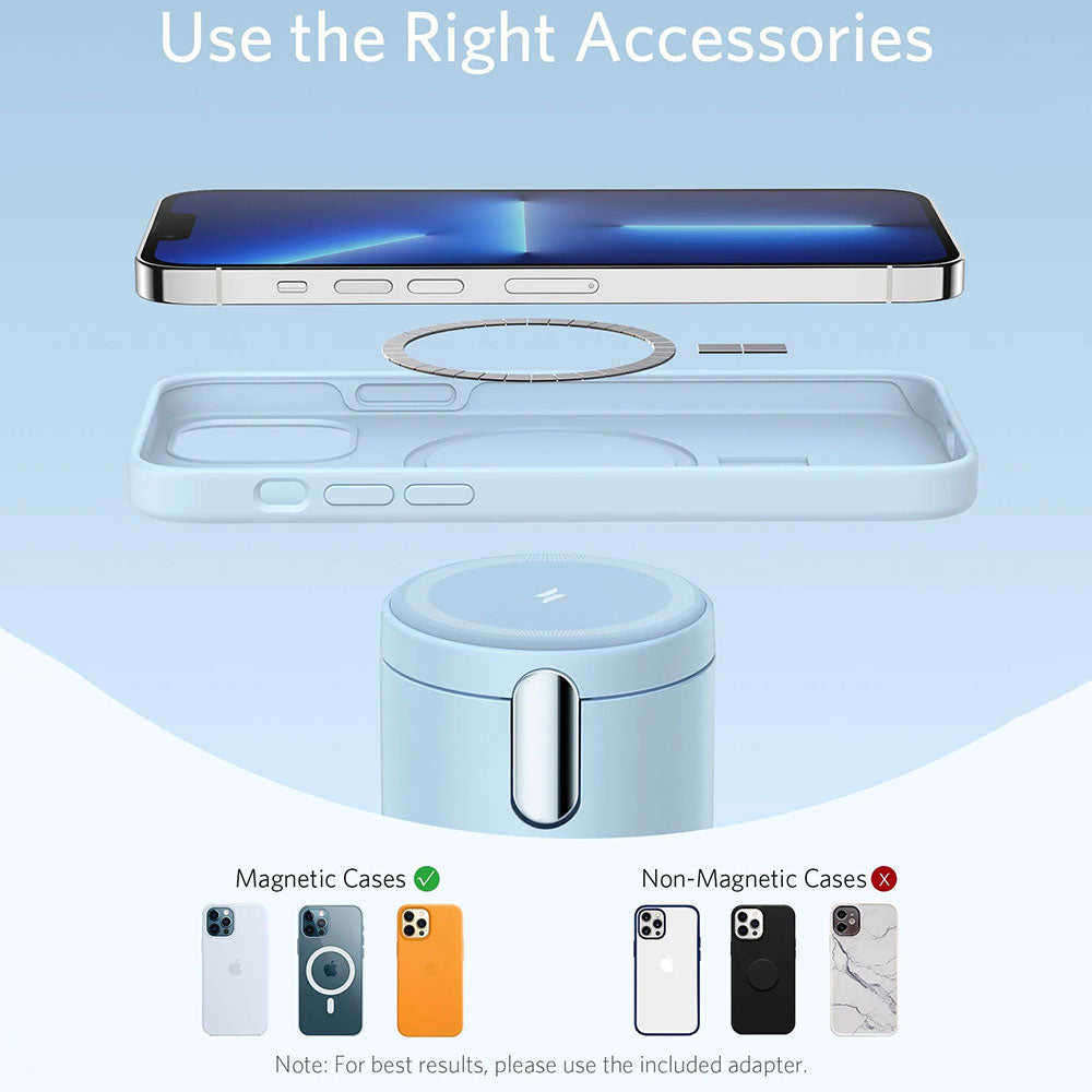 شاحن مغناطيسي لاسلكي انكر 2في1 7.5 وات 623 B2568231 MagGo - أزرق