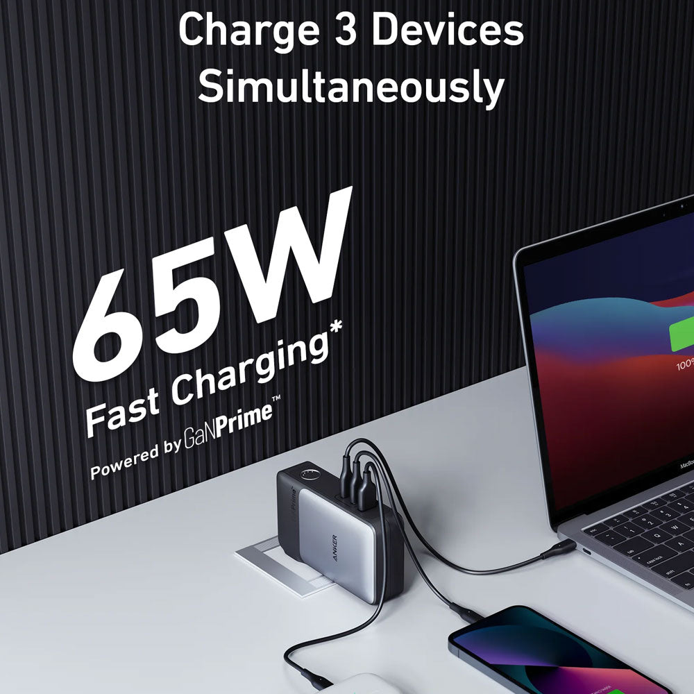 باور بانك انكر بمنفذ يو اس بي + منفذين تايب سي 65 وات 10000 مللي أمبير