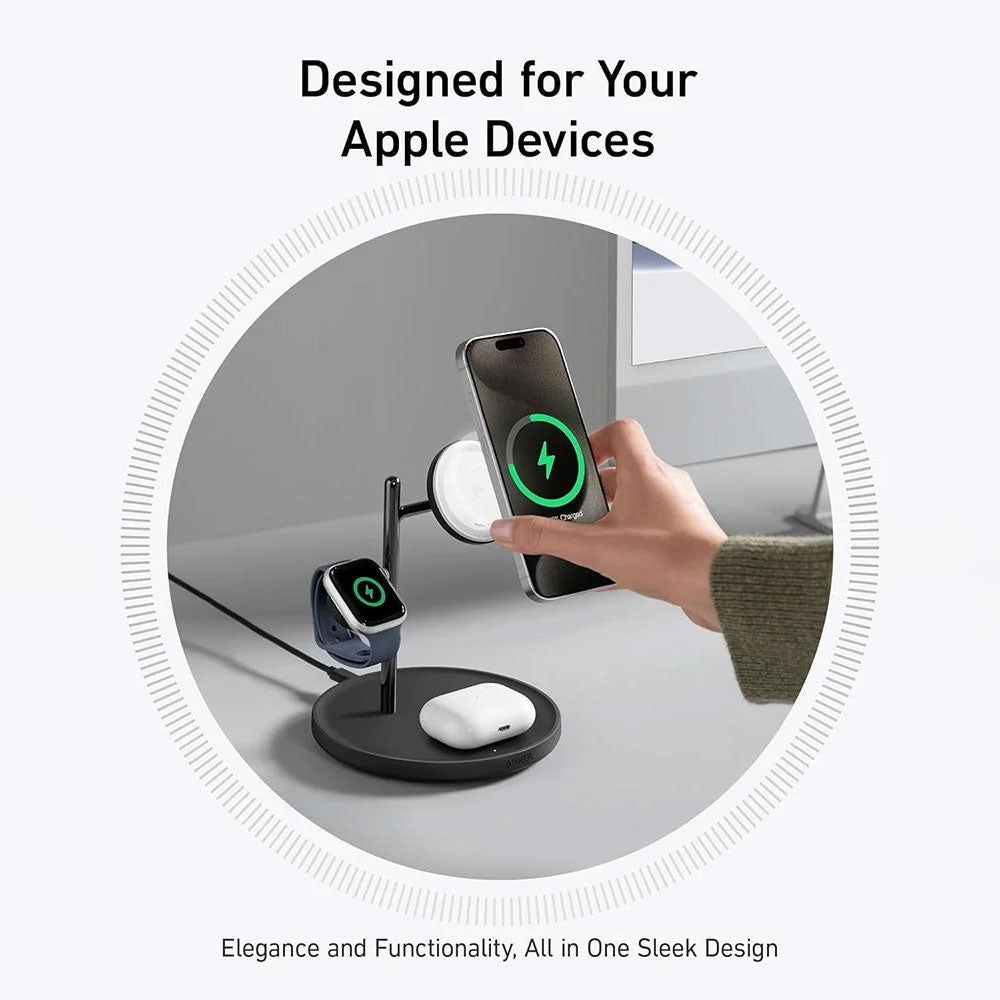 Anker B25M3V11 3in1 MagGo Magnetic Wireless Charger 15W