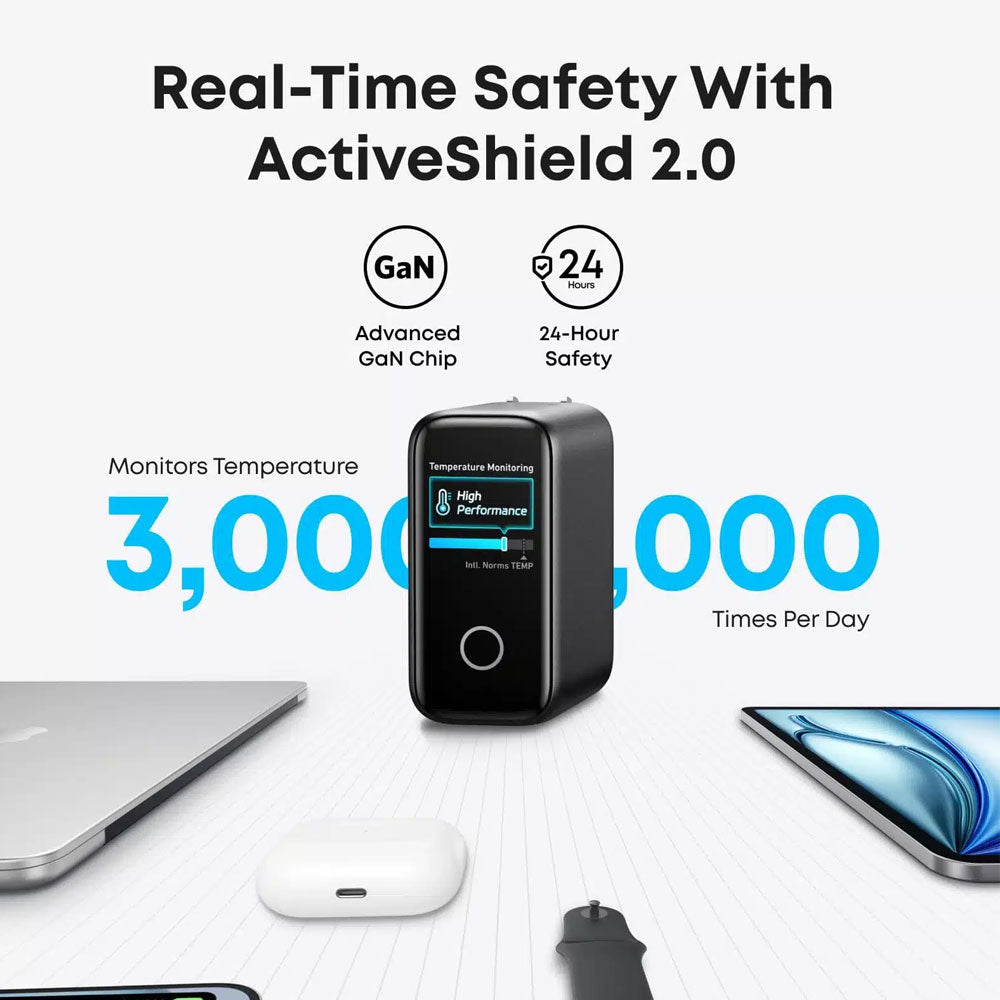 شاحن حائط انكر 3 منافذ تايب سي PD + منفذ يو اس بي مع كابل تايب سي بقوة 140 وات شحن سريع