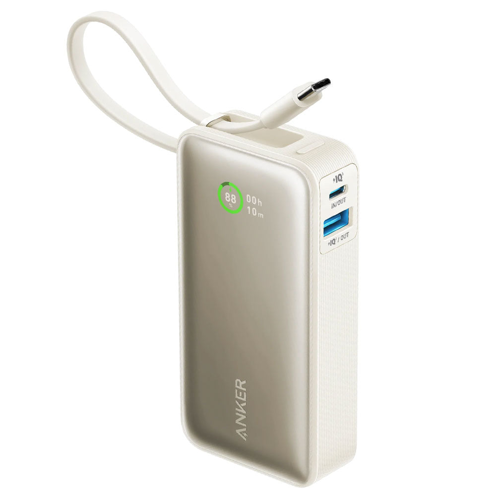 Anker Nano A1259H21 Power Bank USB + Type-C 30W 10000mAh Built-In Type-C Cable - Shell White