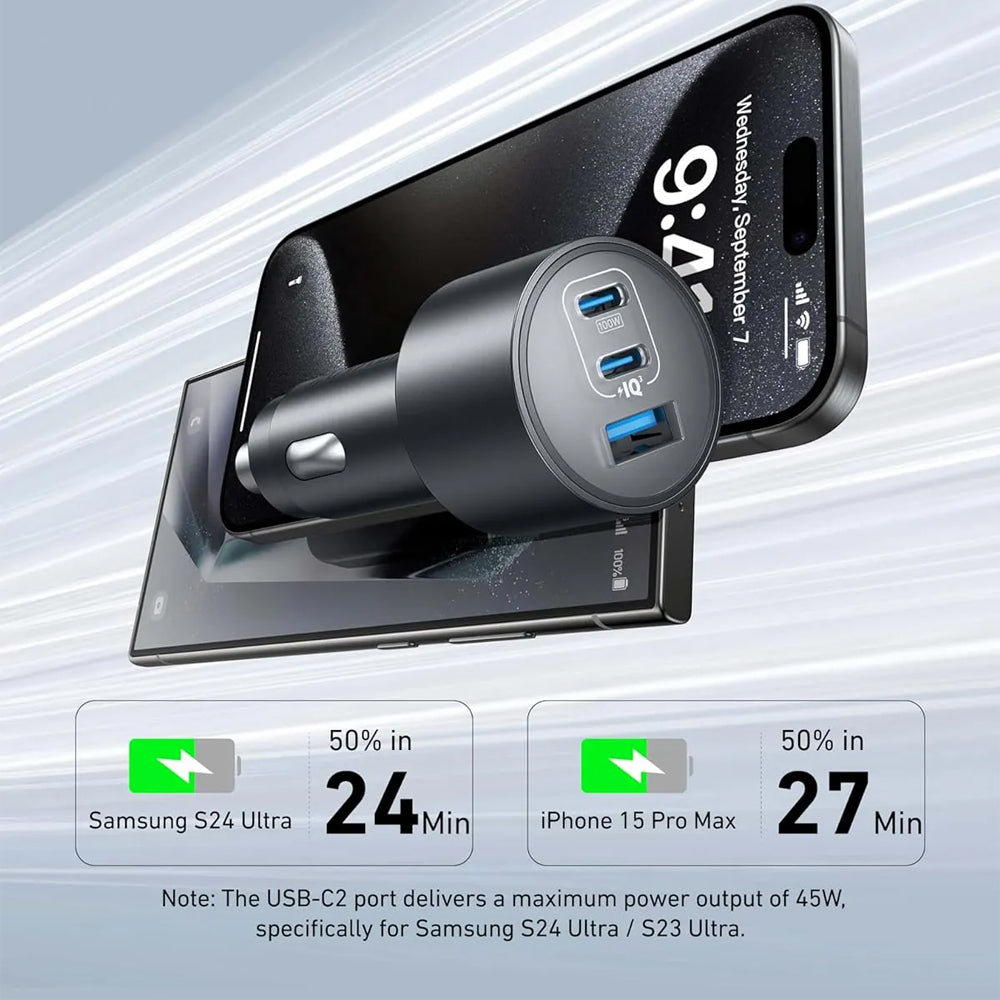 Anker Nano B2737HA1 Car Charger USB + 2x Type-C + Type-C Cable 167.5W Fast Charging
