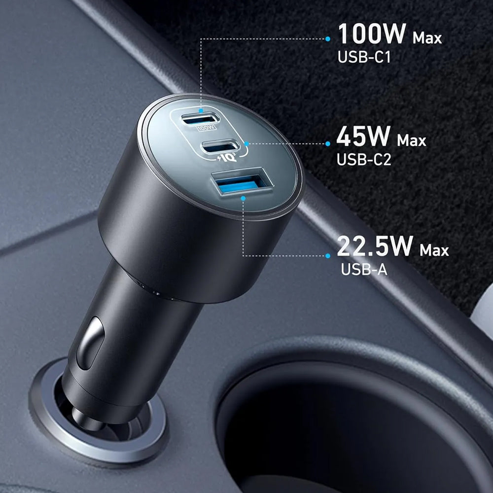 Anker Nano B2737HA1 Car Charger USB + 2x Type-C + Type-C Cable 167.5W Fast Charging