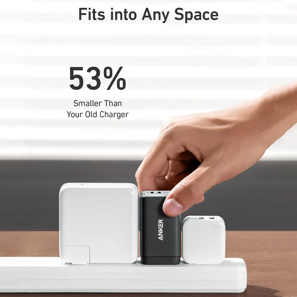 شاحن حائط انكر منفذين تايب سي + منفذ يو اس بي بقوة 65 وات شحن سريع PowerPort III A2667G12 - أسود