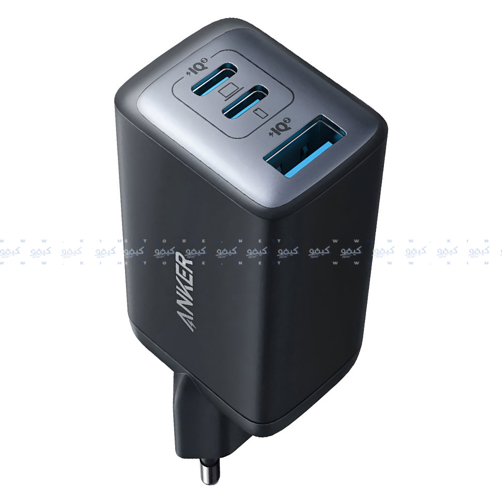 شاحن حائط انكر منفذين تايب سي + منفذ يو اس بي بقوة 65 وات شحن سريع PowerPort III A2667G12 - أسود