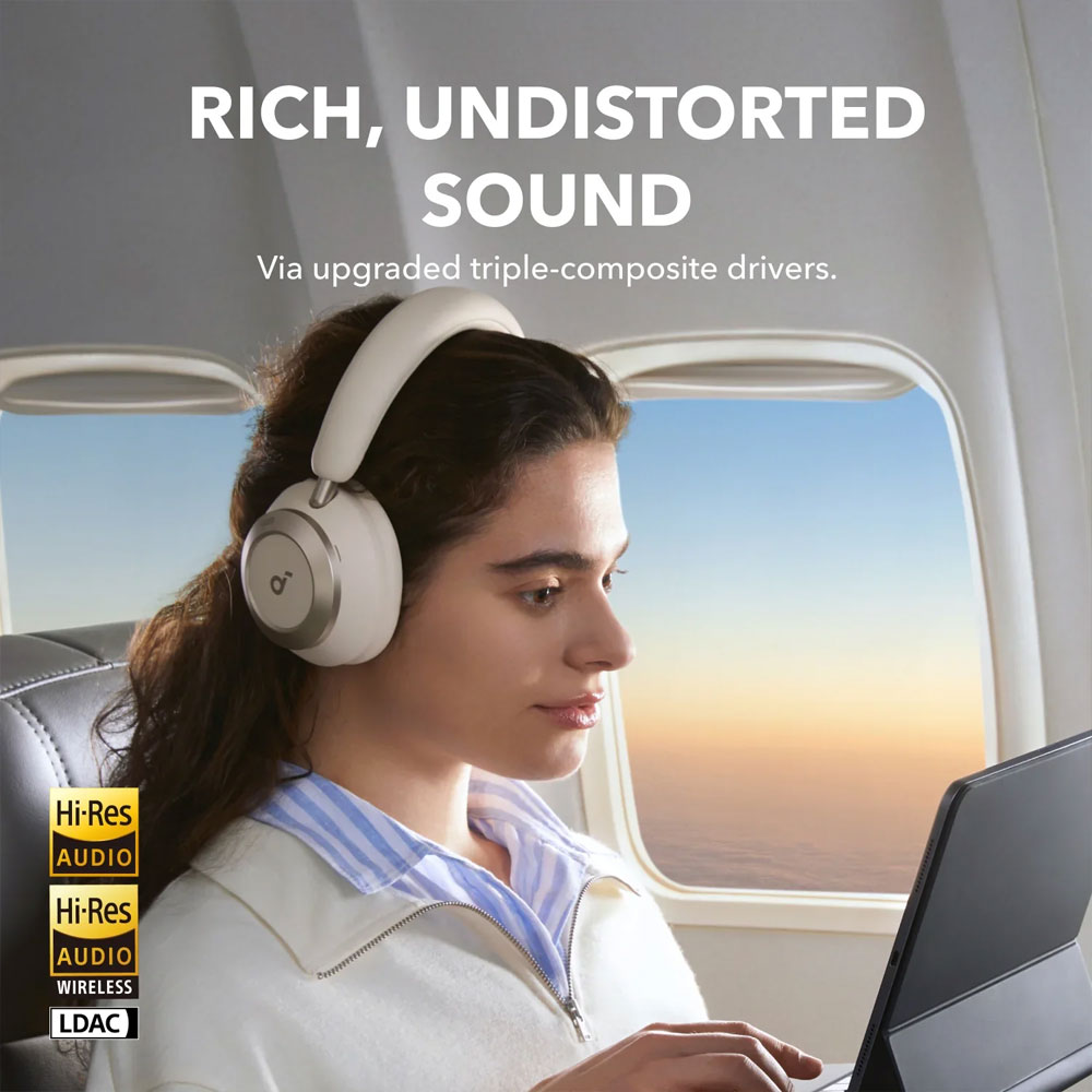سماعة رأس بلوتوث انكر ساوند كور Space One Pro A3062H21 ANC - ابيض (ضمان دولي)