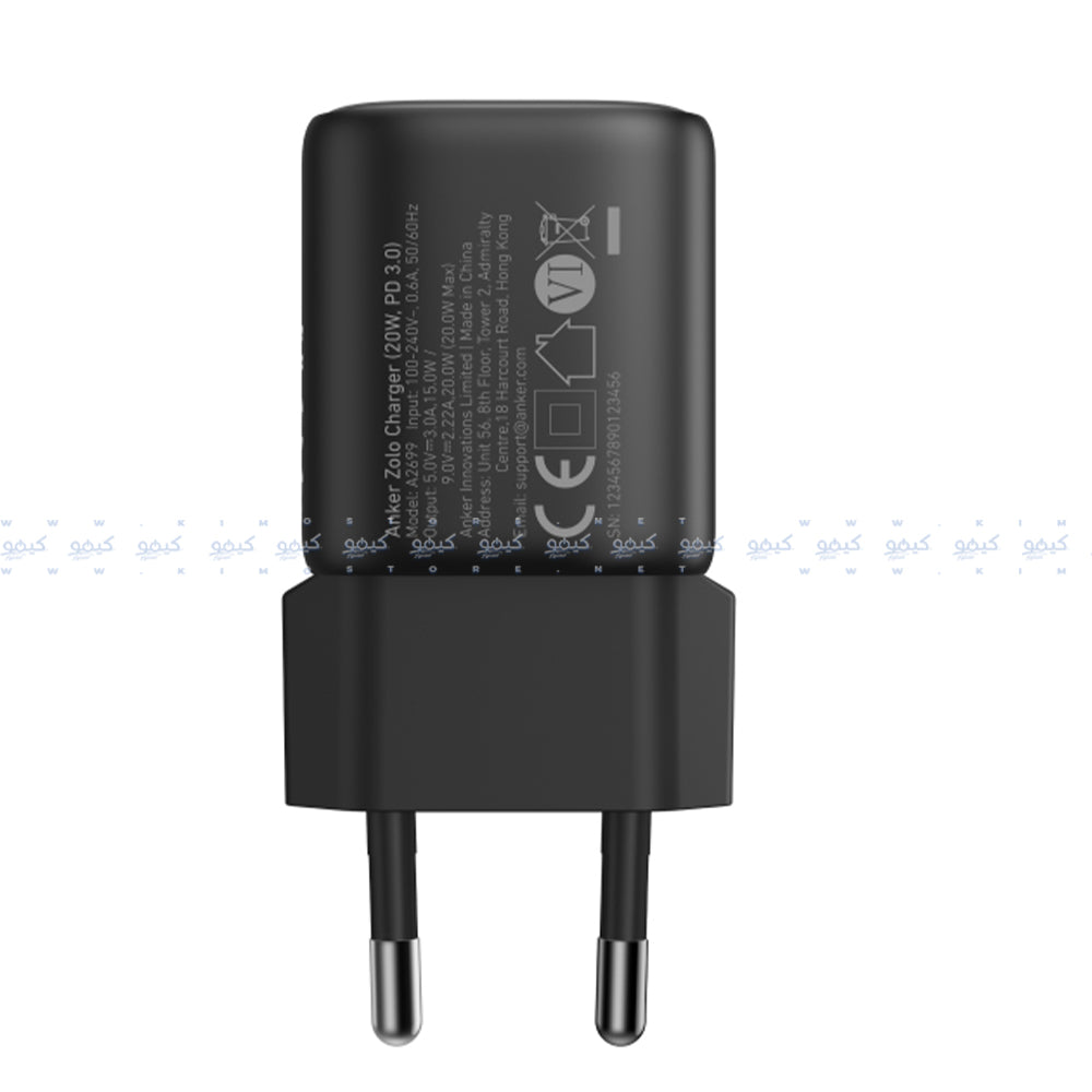 شاحن حائط انكر بمنفذ تايب سي بقوة 20 وات شحن سريع Zolo A2699L11 - اسود