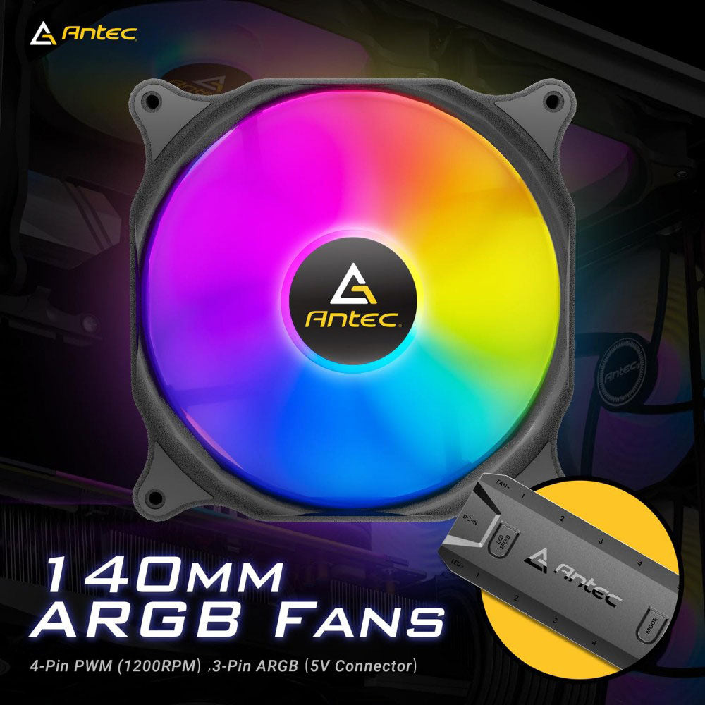 مروحة كيسه انتيك 3 قطع STORM T3 140 ARGB - أسود