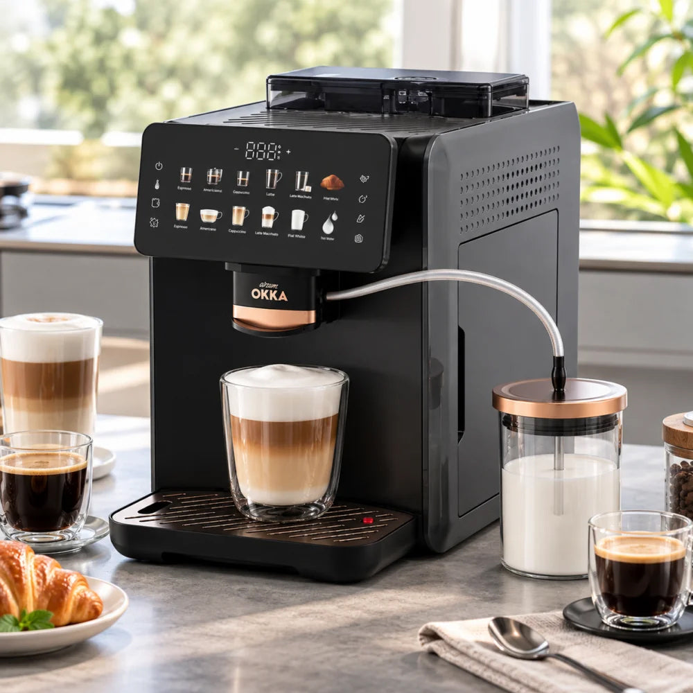 Arzum OKKA Barista Neo Fully Automatic Espresso Coffee Maker OK0058-17 1600W - Gray