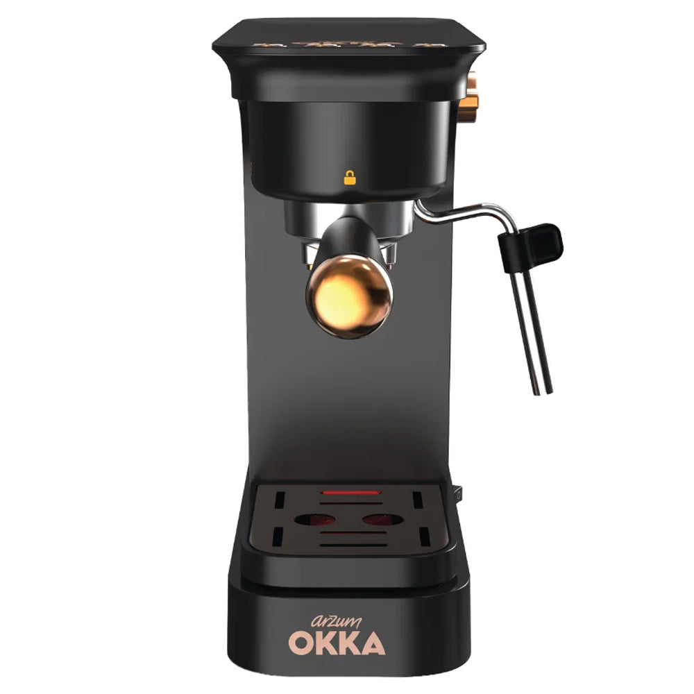 ماكينة قهوة الإسبريسو أرزوم أوكا سيمي اوتوماتيك 1400 وات Barista Solo OK0059-04 - أسود نحاسي