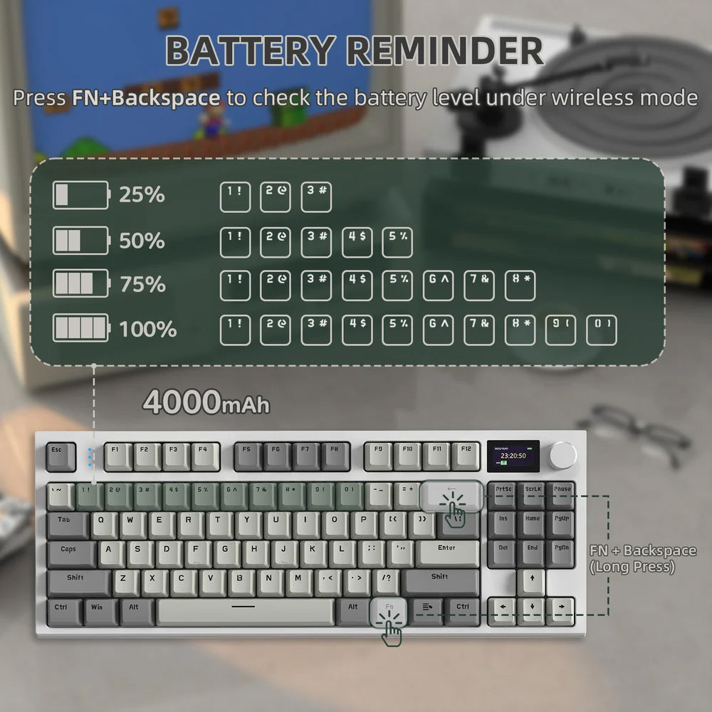 Attack Shark K86 Blue Whale Switch Triple Mode Rechargeable Bluetooth Wireless & Wired RGB Gaming Keyboard English & Arabic