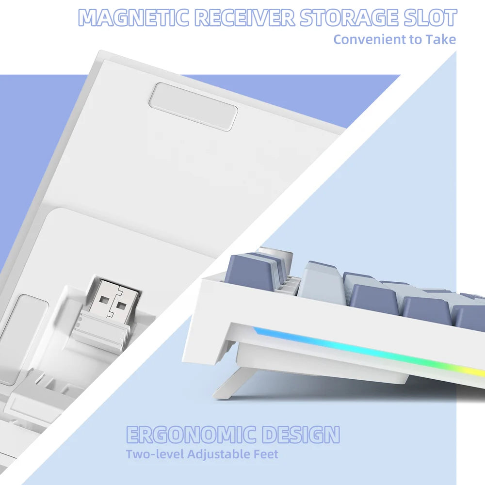 Attack Shark K86 Blue Whale Switch Triple Mode Rechargeable Bluetooth Wireless & Wired RGB Gaming Keyboard English & Arabic