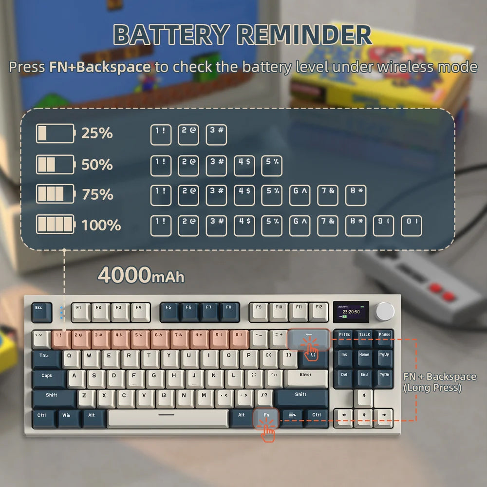 Attack Shark K86 Blue Whale Switch Triple Mode Rechargeable Bluetooth Wireless & Wired RGB Gaming Keyboard English & Arabic