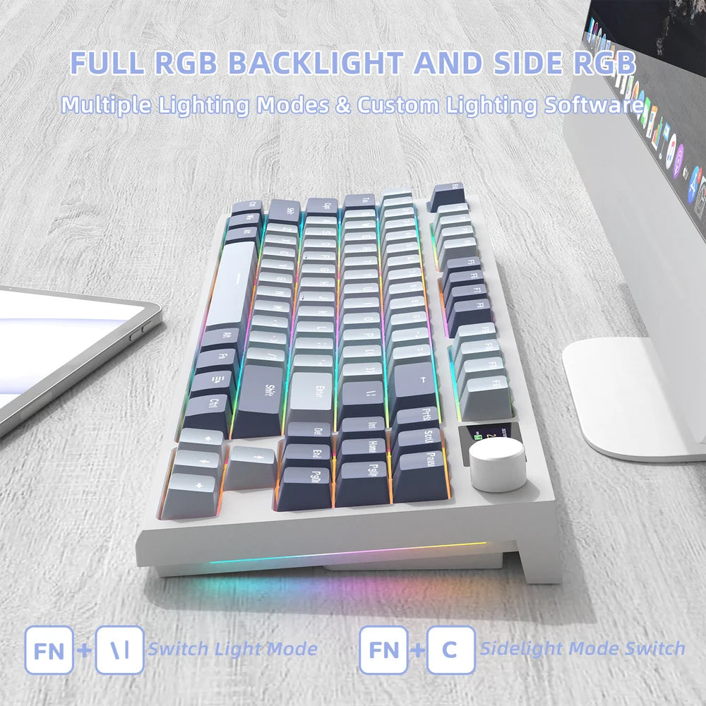 Attack Shark K86 Blue Whale Switch Triple Mode Rechargeable Bluetooth Wireless & Wired RGB Gaming Keyboard English & Arabic