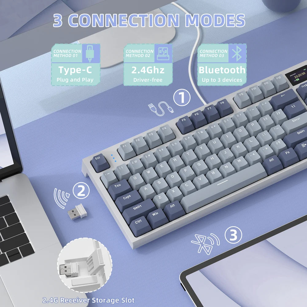 Attack Shark K86 Blue Whale Switch Triple Mode Rechargeable Bluetooth Wireless & Wired RGB Gaming Keyboard English & Arabic