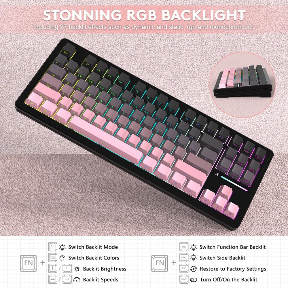 Attack Shark M87PROV2RGB White Jade Switch Triple Mode Rechargeable Bluetooth Wireless & Wired RGB Gaming Keyboard English & Arabic