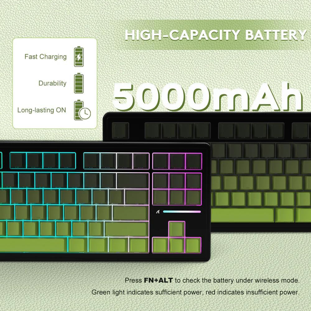 Attack Shark M87PROV2RGB White Jade Switch Triple Mode Rechargeable Bluetooth Wireless & Wired RGB Gaming Keyboard English & Arabic