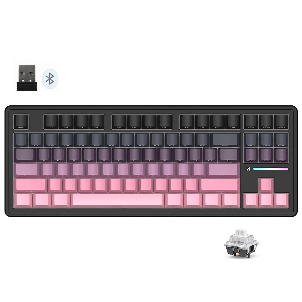 Attack Shark M87PROV2RGB White Jade Switch Triple Mode Rechargeable Bluetooth Wireless & Wired RGB Gaming Keyboard English & Arabic
