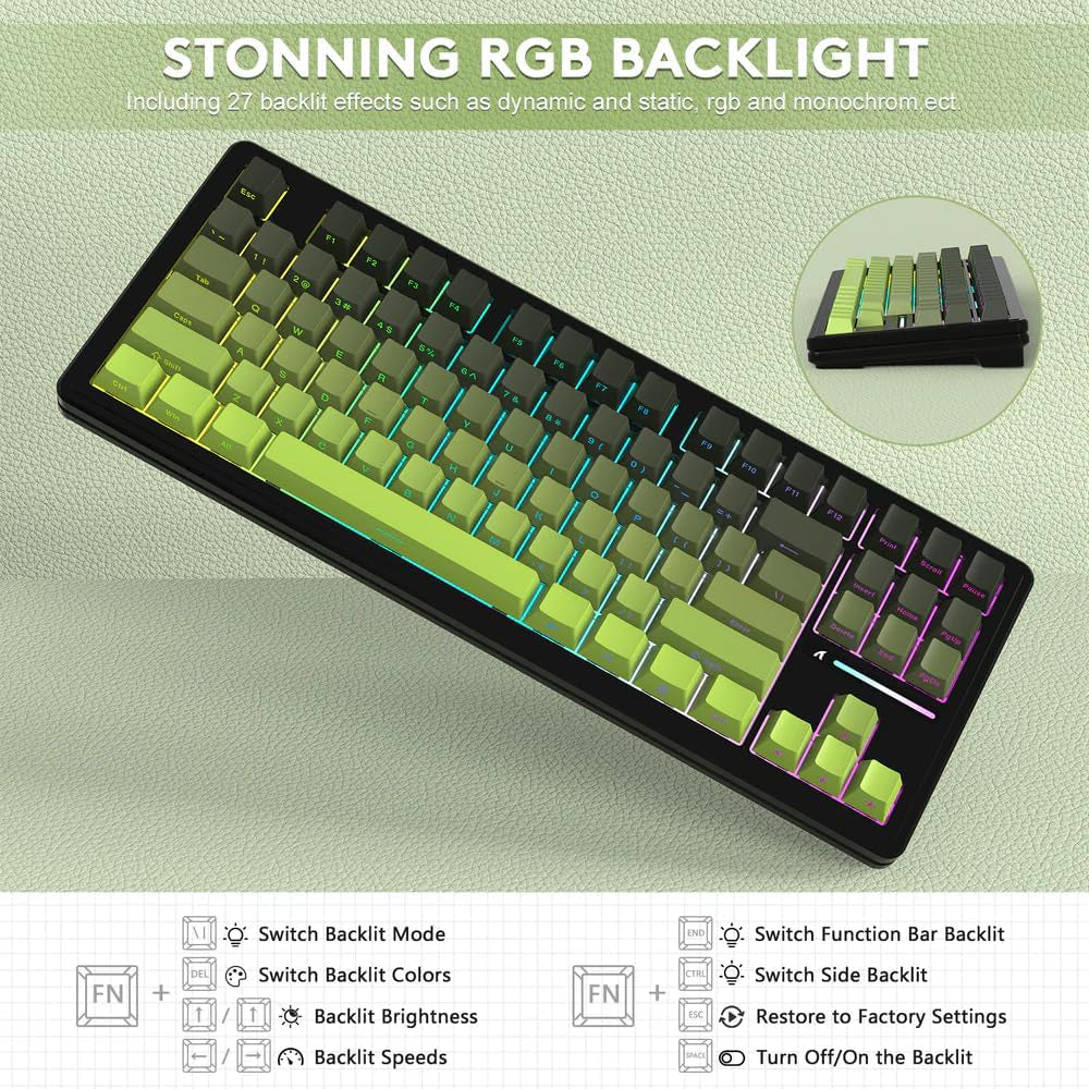 Attack Shark M87PROV2RGB White Jade Switch Triple Mode Rechargeable Bluetooth Wireless & Wired RGB Gaming Keyboard English & Arabic