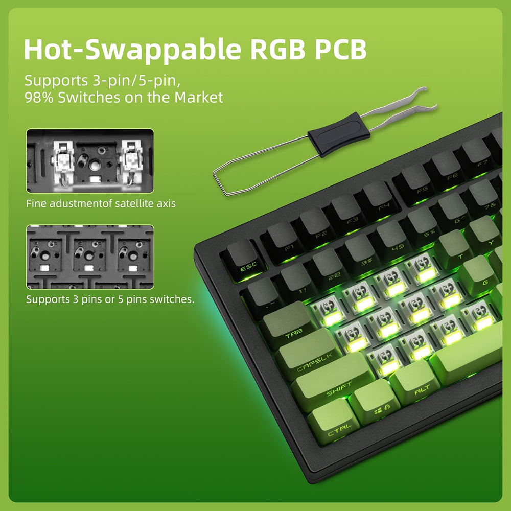 Attack Shark M87PROV2RGB White Jade Switch Triple Mode Rechargeable Bluetooth Wireless & Wired RGB Gaming Keyboard English & Arabic