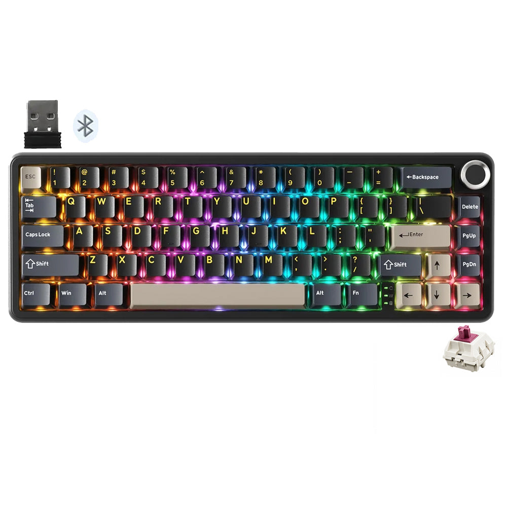 كيبورد أتاك شارك سلكي و لاسلكي بلوتوث ثلاثي الوضع قابل للشحن RGB جيمنج سويتش ستروبري إنجليزي وعربي X66