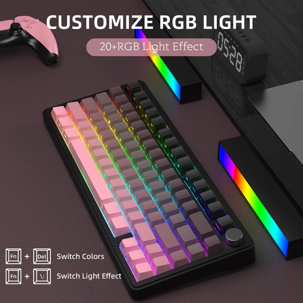 كيبورد أتاك شارك سلكي و لاسلكي بلوتوث ثلاثي الوضع قابل للشحن RGB جيمنج إنجليزي وعربي